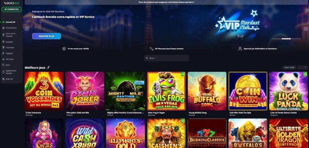 Lucky Elf Casino page accueil